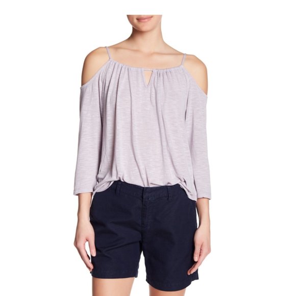 Michael Stars Cold Shoulder Marled Shirt - Picture 6 of 7